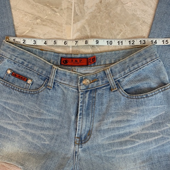 N&P distressed jeans.  Sz 28-29 US.  Bought in Italy - Euro size 42.  32” long - Picture 3 of 8